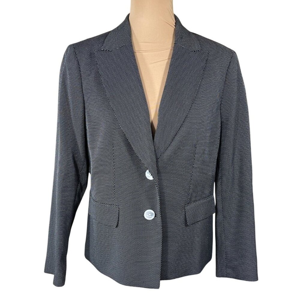 New Kasper Women's Blazer Jacket Black White Dot Size 12 Career Office